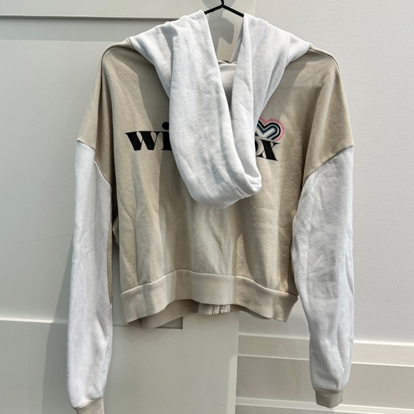 Wildfox Cream and Tan Heart Zip Up. - Picture 2 of 3